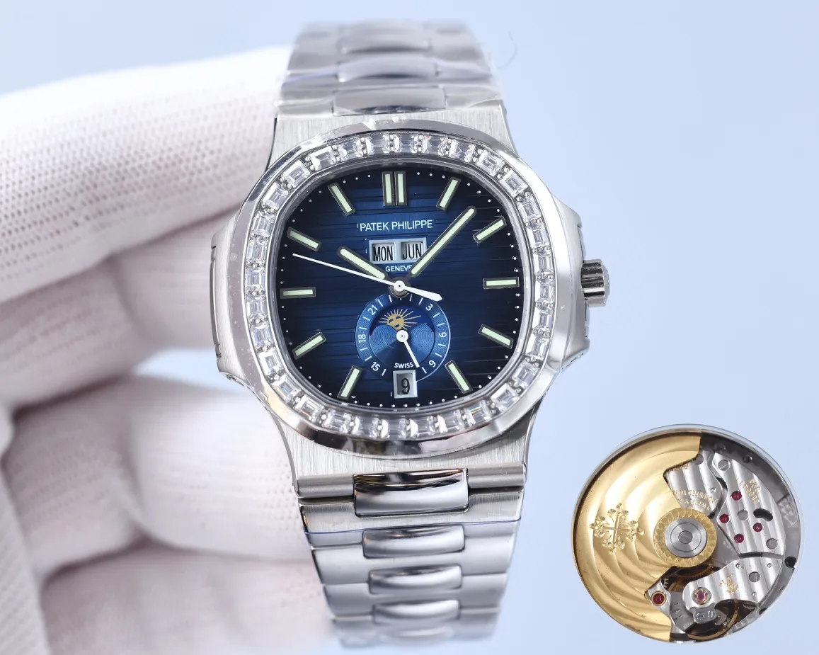 Patek Philippe Sporty Elegance Series 5726/1A-014 1. The structure of the case is the same as the original one. The hole on the case is beveled. When the screw is screwed in, it will move downward to tighten the front cover. The three-layer waterproof ring screw-in crown makes the case super waterproof. 2. The replica movement in the 3.0 era is modified to Cal.324 S QA LU 24 H movement 3. The steel strap has good texture, can be bent flexibly, and is comfortable to wear. It does not have the bending range of some versions on the market that is not enough to wear on small wrists, and the strap cannot be bent. The buckle is made of spring steel and has good elasticity. 4. Functions include three-hand time display, month and week calendar display, and moon phase 24h display. The functions are real and usable. The quick adjustment position of the month and week is different from other versions on the market and remains consistent with the original. 🔥Top quality products with constant quality🔥